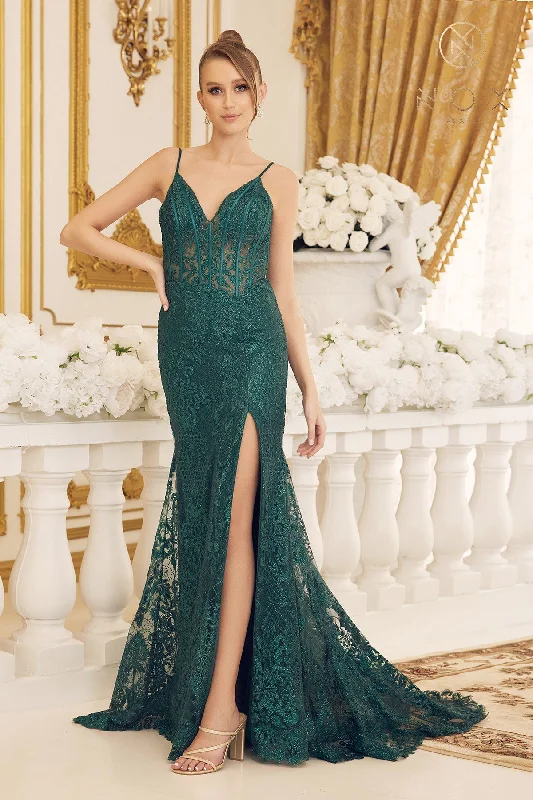 Embellished Evening Dress With Slit By Nox Anabel -C1100