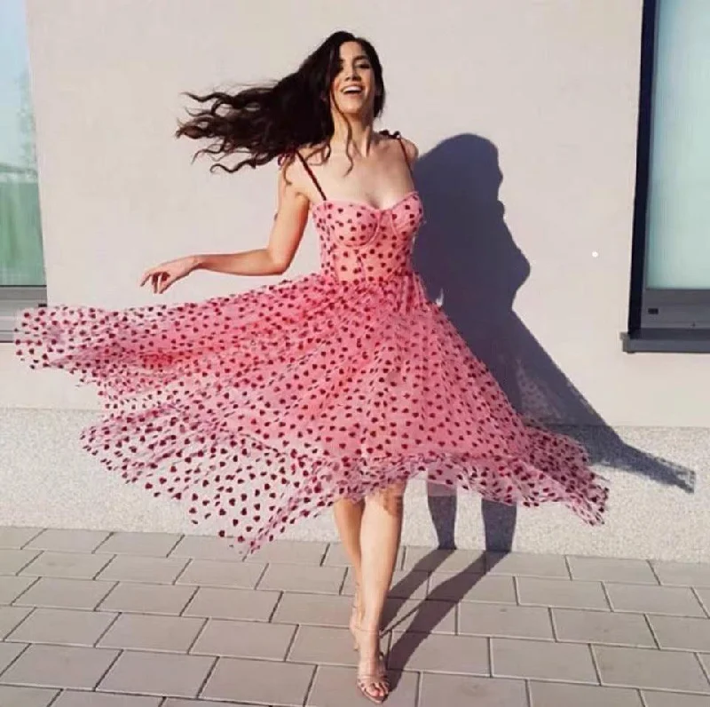 Bandeau waist and big swing love polka dot dress Tunics Bestseller popular