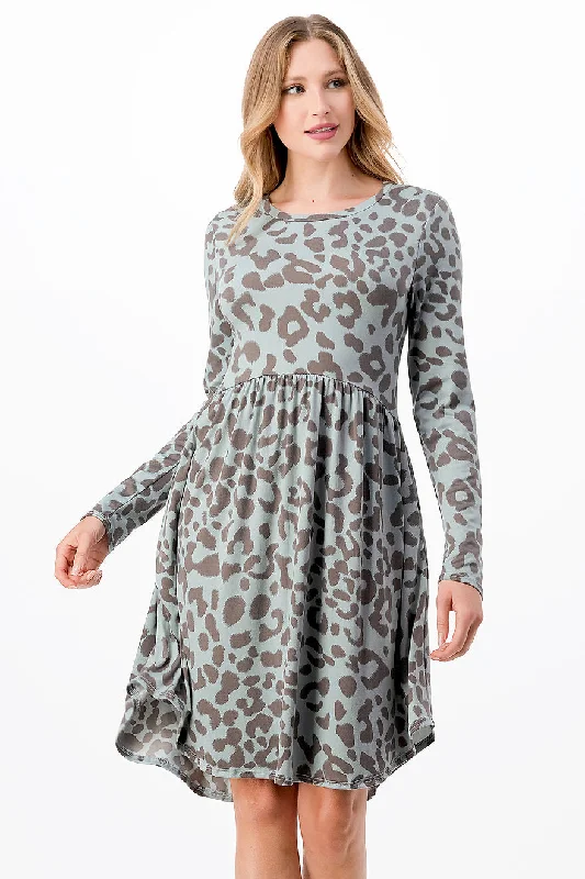 Blue Leopard Empire Waist Tunic Dress Tunics Cozy soft