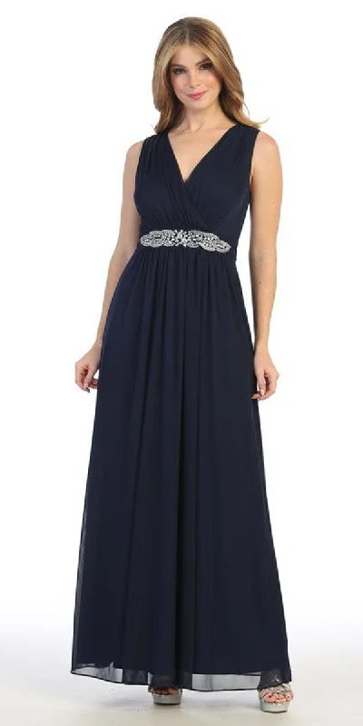 Celavie 6474 V-Neck Sleeveless A-Line Long Dress Tunics Denim casual