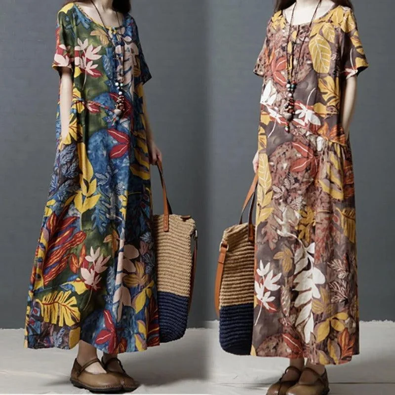 Cotton and linen long dress Tunics Sophisticated sleek