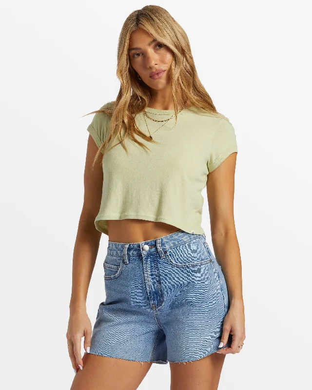 Daily T-Shirt - Light Avocado Print Jacquard Patchwork