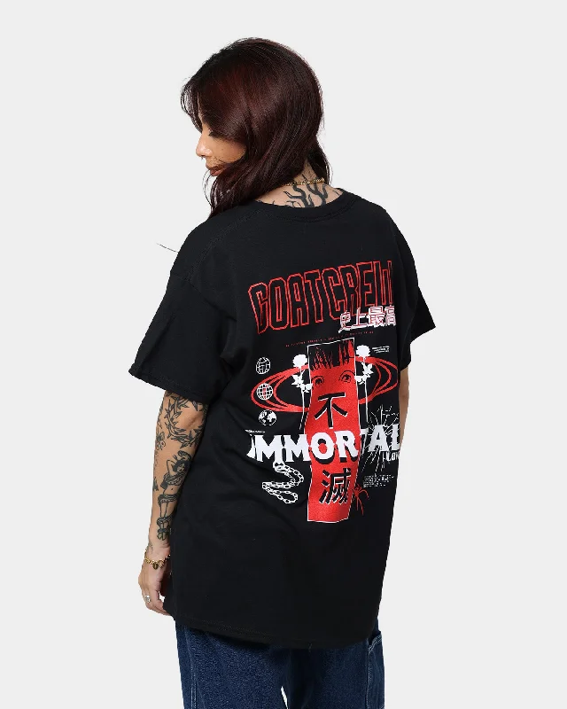 Goat Crew Immortal T-Shirt Black Collared T-Shirt Boat Neck A-Line
