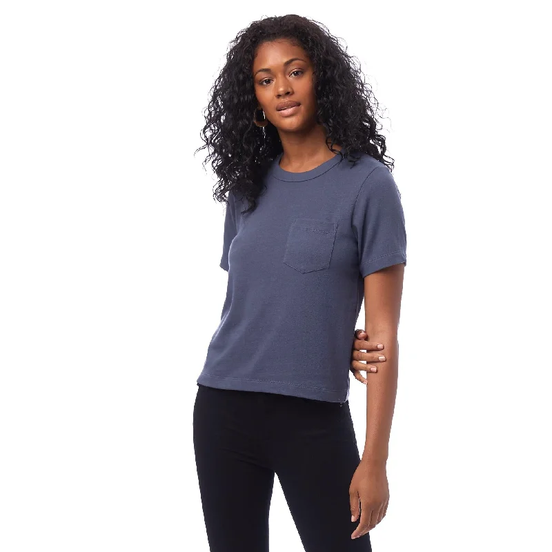 Heavyweight Recycled Cotton Cropped Pocket T-Shirt (Ombre Blue) V-Neck T-Shirt Long Sleeve Cotton Heavyweight Recycled Cotton Cropped Pocket T-Shirt (Ombre Blue) V-Neck T-Shirt Long Sleeve Cotton