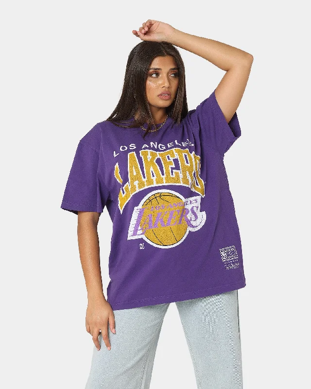 Mitchell & Ness Los Angeles Lakers XL Arch Vintage T-Shirt Faded Purple Houndstooth Herringbone Solid Mitchell & Ness Los Angeles Lakers XL Arch Vintage T-Shirt Faded Purple Houndstooth Herringbone Solid