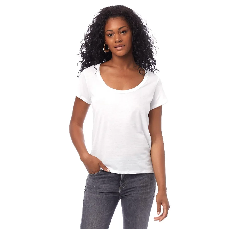 Organic Cotton Scoop T-Shirt (White) Nylon Fabric Polyester Fabric Spandex Fabric