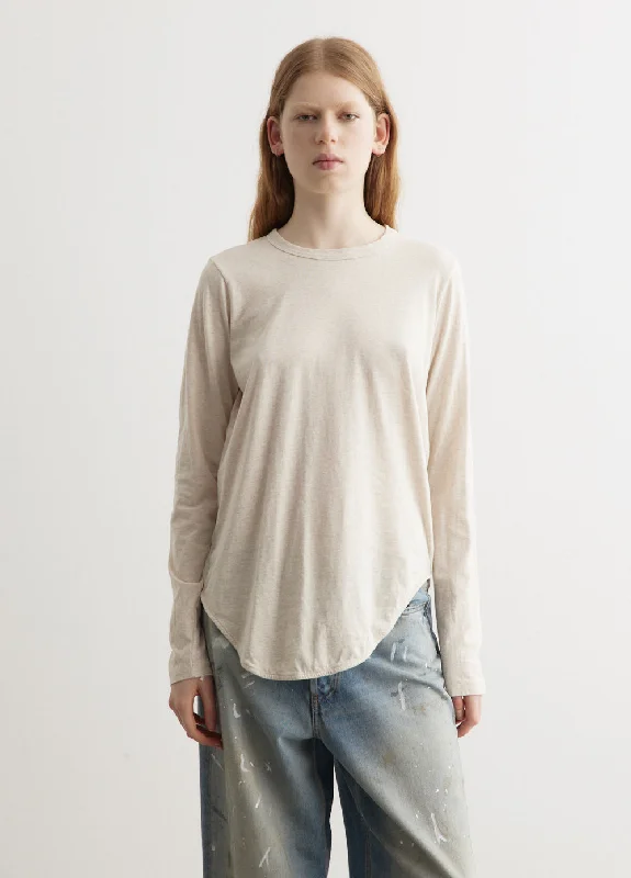 Regular Scoop Hem Long Sleeve T-Shirt Polka Dot Checkered Tartan