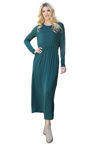 Solid Quarter Sleeve Elastic Waist Dress Hunter  -  Pack of 6 Tunics Versatile functional