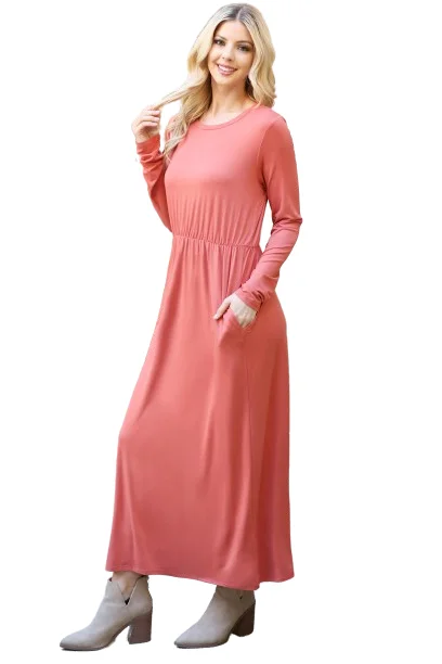 Solid Quarter Sleeve Elastic Waist Dress Mauve Terracotta - Pack of 6 Tunics Timeless classic Solid Quarter Sleeve Elastic Waist Dress Mauve Terracotta - Pack of 6 Tunics Timeless classic