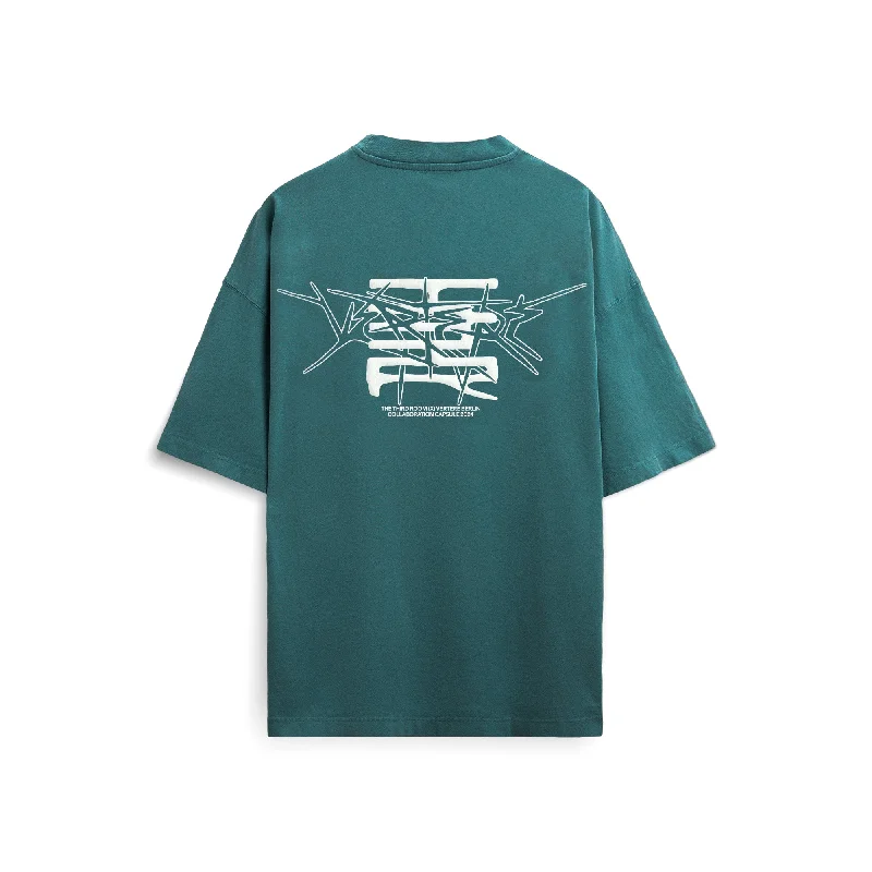 THE THIRD ROOM X VERTERE BERLIN SPIKES T-SHIRT - FOREST Spandex Blend Rayon Blend Denim Blend
