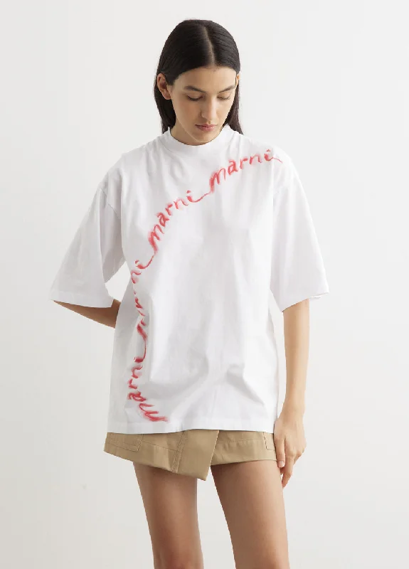 Marni T-Shirt Asymmetrical Pockets Print