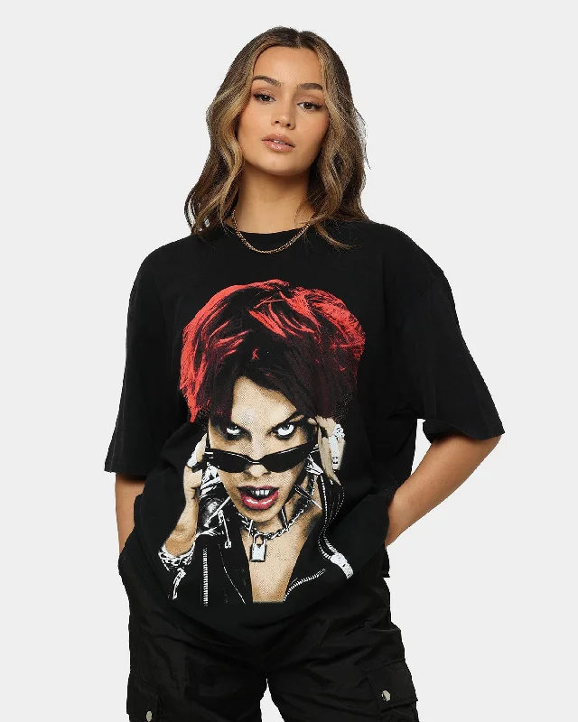 YUNGBLUD Life On Mars Tour Vintage T-Shirt Washed Black Spandex Blend Rayon Blend Denim Blend