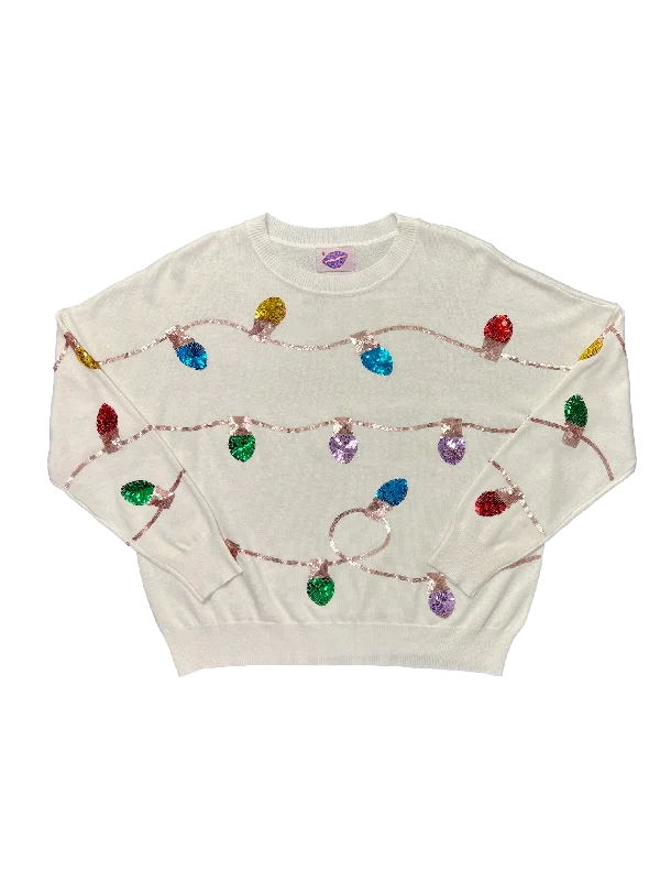 Oversized Christmas Lights Sweater Spandex Blend Rayon Blend Denim Blend