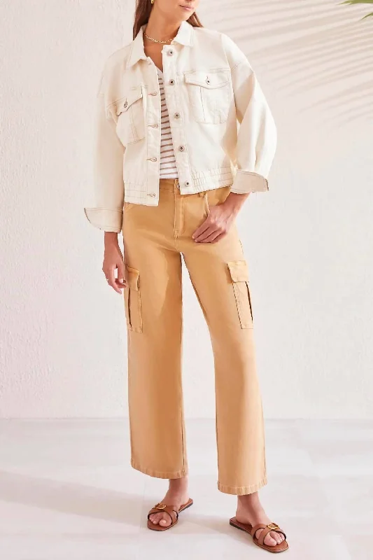 Casual Jacket With Elastic Waist In Ecru Wool Jacket Cashmere Jacket Tweed Jacket