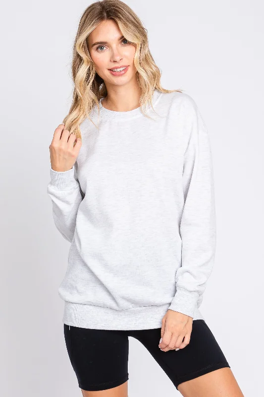 Heather Grey Pullover Sweatshirt Hoodie with Magnetic Closure Innovative Modern