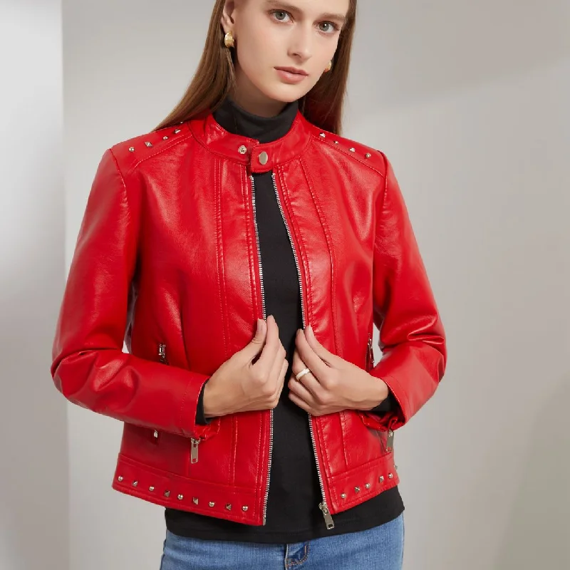 PDEP high quality formal large size 5XL luxury ladies PU jackets studded leather women winter coat and jackets Striped Jacket Polka Dot Jacket Floral Jacket