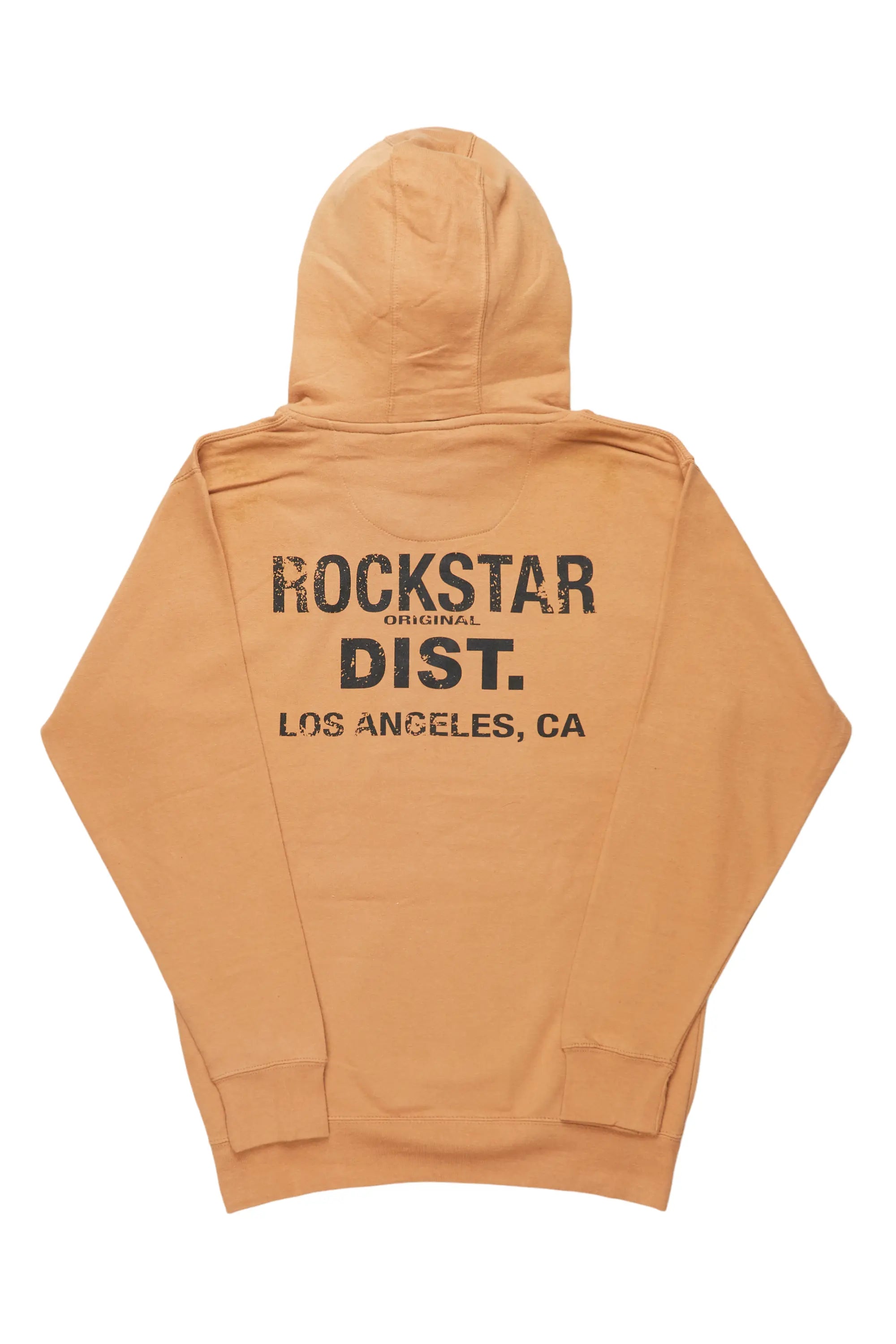 Dalasia Tan Oversized Hoodie Hoodie with Emblem Brand Identity