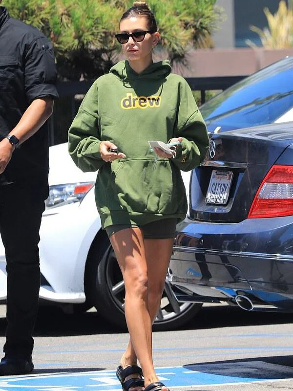 Supermodel Hailey Bieber Hoodie Hoodie with Camouflage Military Edgy