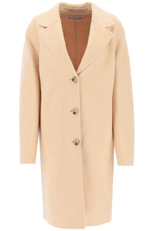Brushed-wool Coat  - Beige Cozy Fleece Hoodie