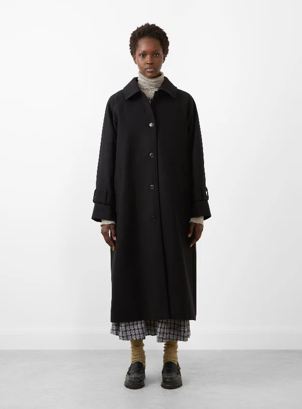Macy Coat Black Drape Front Waterfall Coat