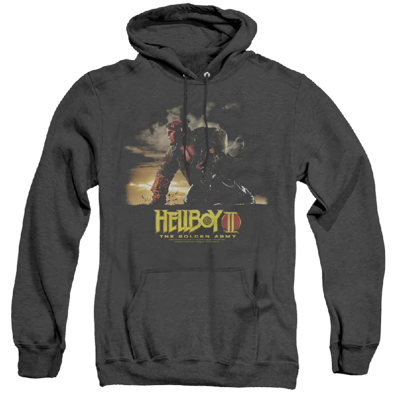 Hellboy 2 The Golden Army Poster Art - Heather Pullover Hoodie Long Bell Sleeve