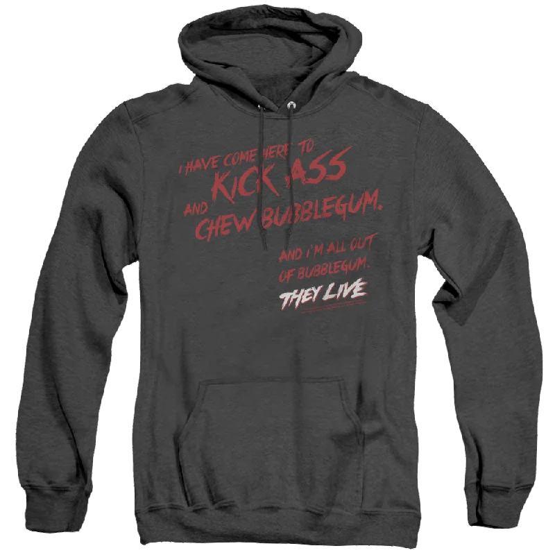 They Live Chew Bubblegum - Heather Pullover Hoodie Keyhole Neck Pullover